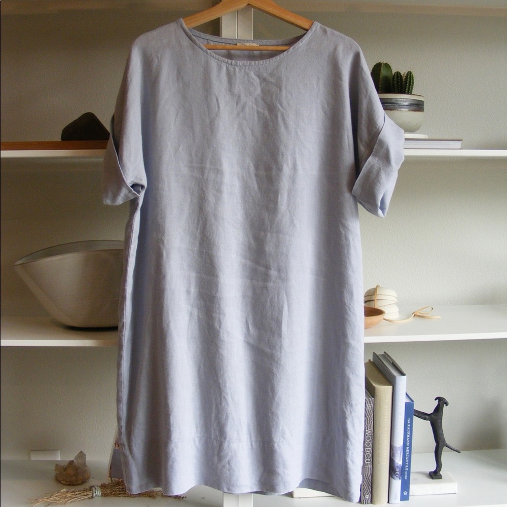 LinenSea / Blue Naive Light Blue-Grey Linen Dress